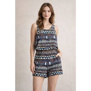 RED Saks Fifth Ave Tribal Print Romper Small Boho Festival